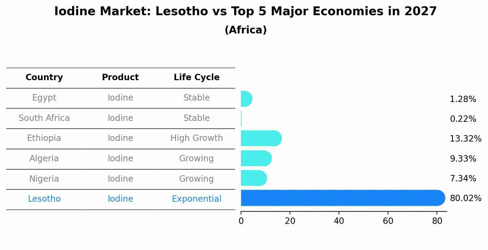 Iodine Market: Lesotho vs Top 5 Major Economies in 2027 (Africa)