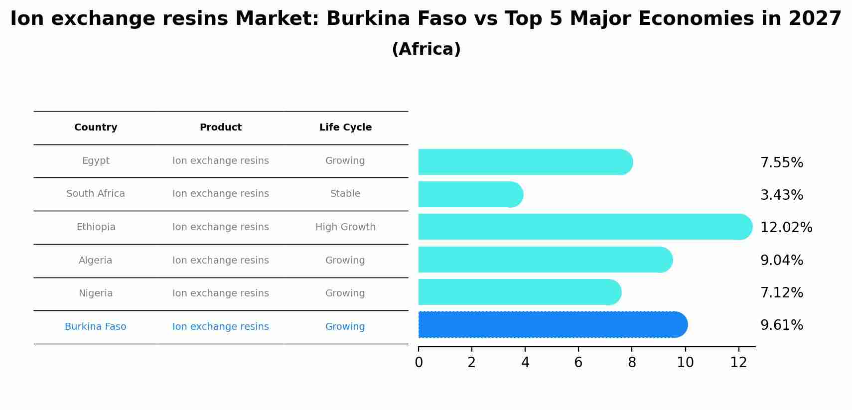 Ion exchange resins Market: Burkina Faso vs Top 5 Major Economies in 2027 (Africa)