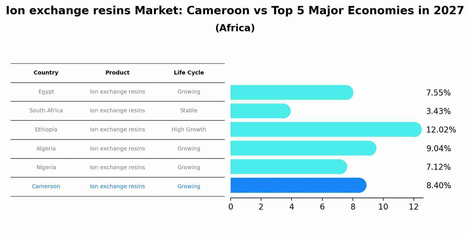 Ion exchange resins Market: Cameroon vs Top 5 Major Economies in 2027 (Africa)