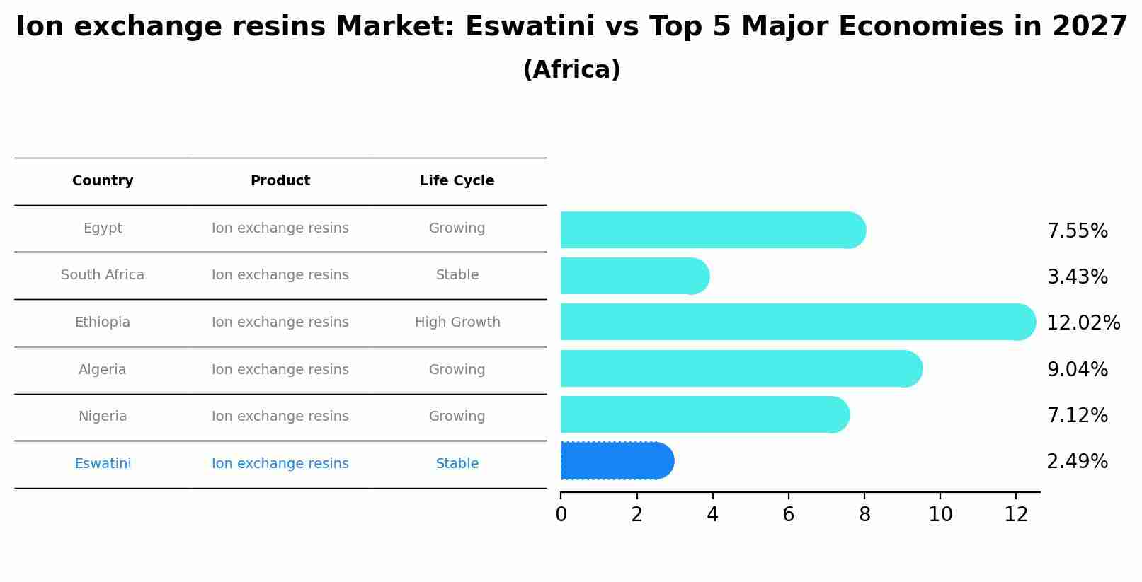 Ion exchange resins Market: Eswatini vs Top 5 Major Economies in 2027 (Africa)