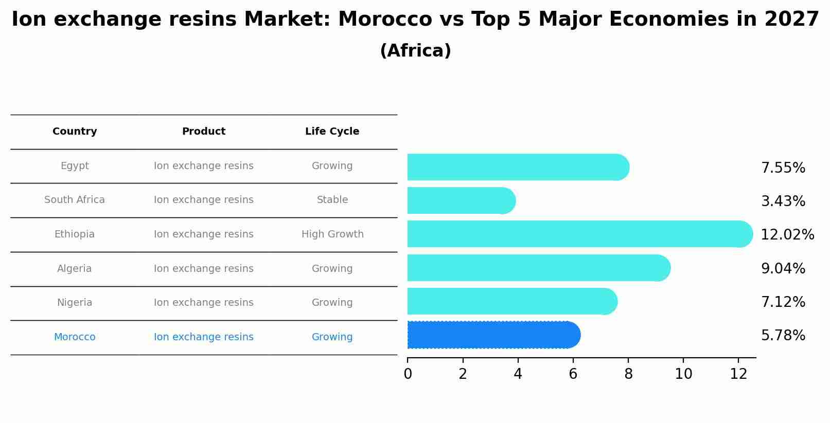 Ion exchange resins Market: Morocco vs Top 5 Major Economies in 2027 (Africa)