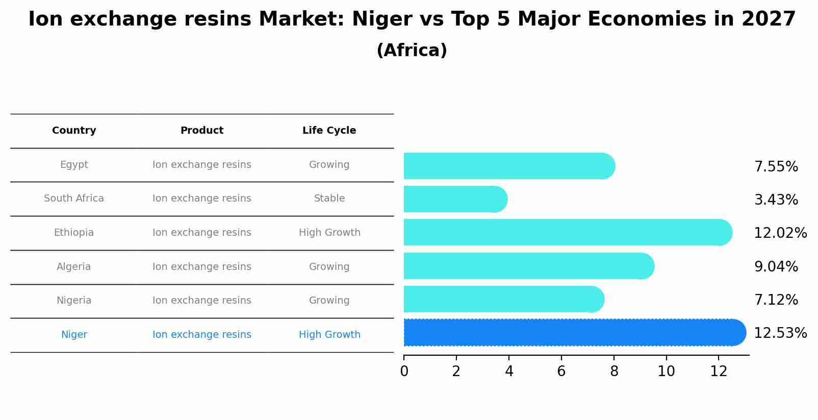 Ion exchange resins Market: Niger vs Top 5 Major Economies in 2027 (Africa)