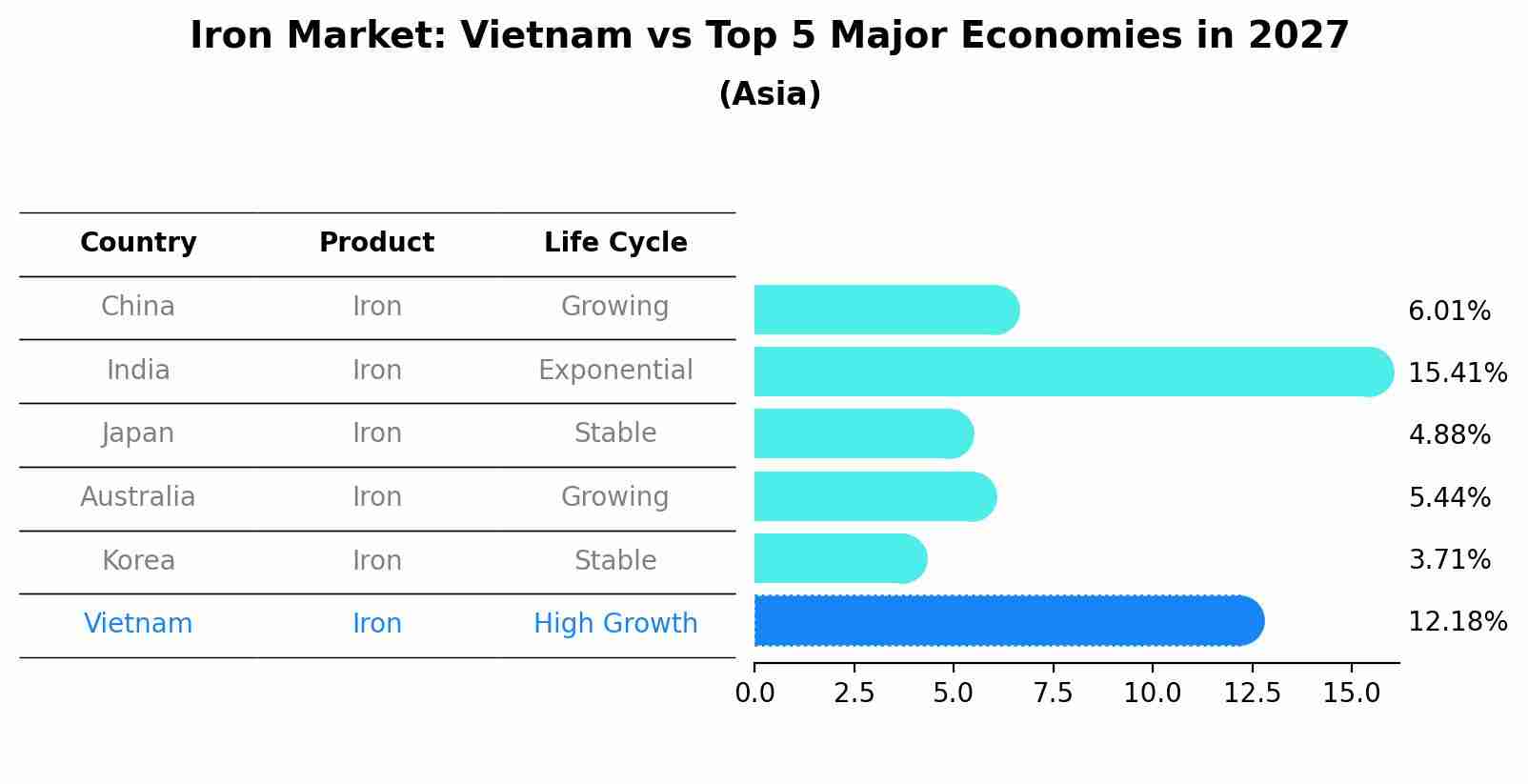 Iron Market: Vietnam vs Top 5 Major Economies in 2027 (Asia)