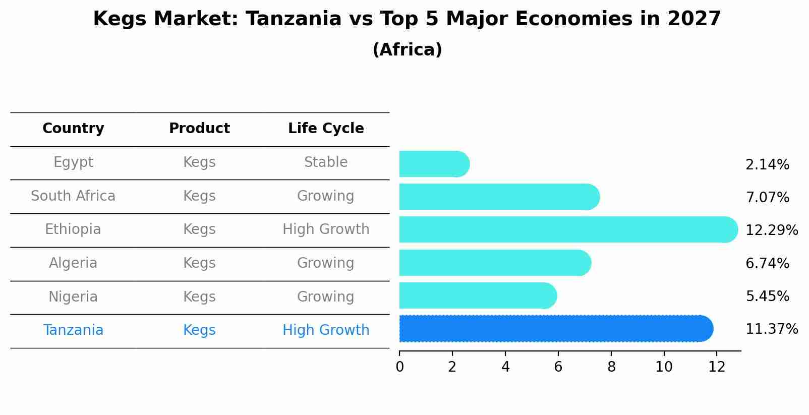 Kegs Market: Tanzania vs Top 5 Major Economies in 2027 (Africa)