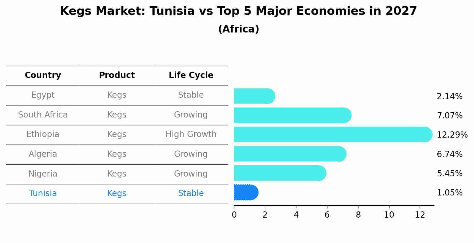 Kegs Market: Tunisia vs Top 5 Major Economies in 2027 (Africa)