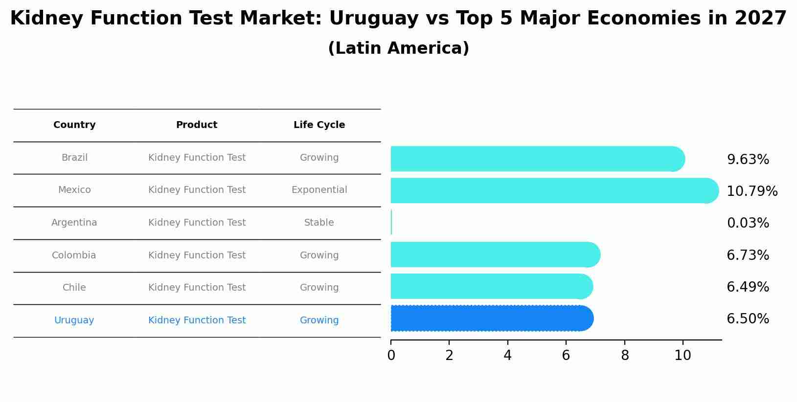 Kidney Function Test Market: Uruguay vs Top 5 Major Economies in 2027 (Latin America)