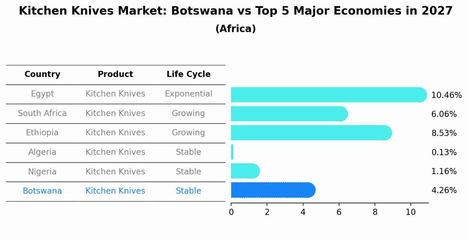 Kitchen Knives Market: Botswana vs Top 5 Major Economies in 2027 (Africa)