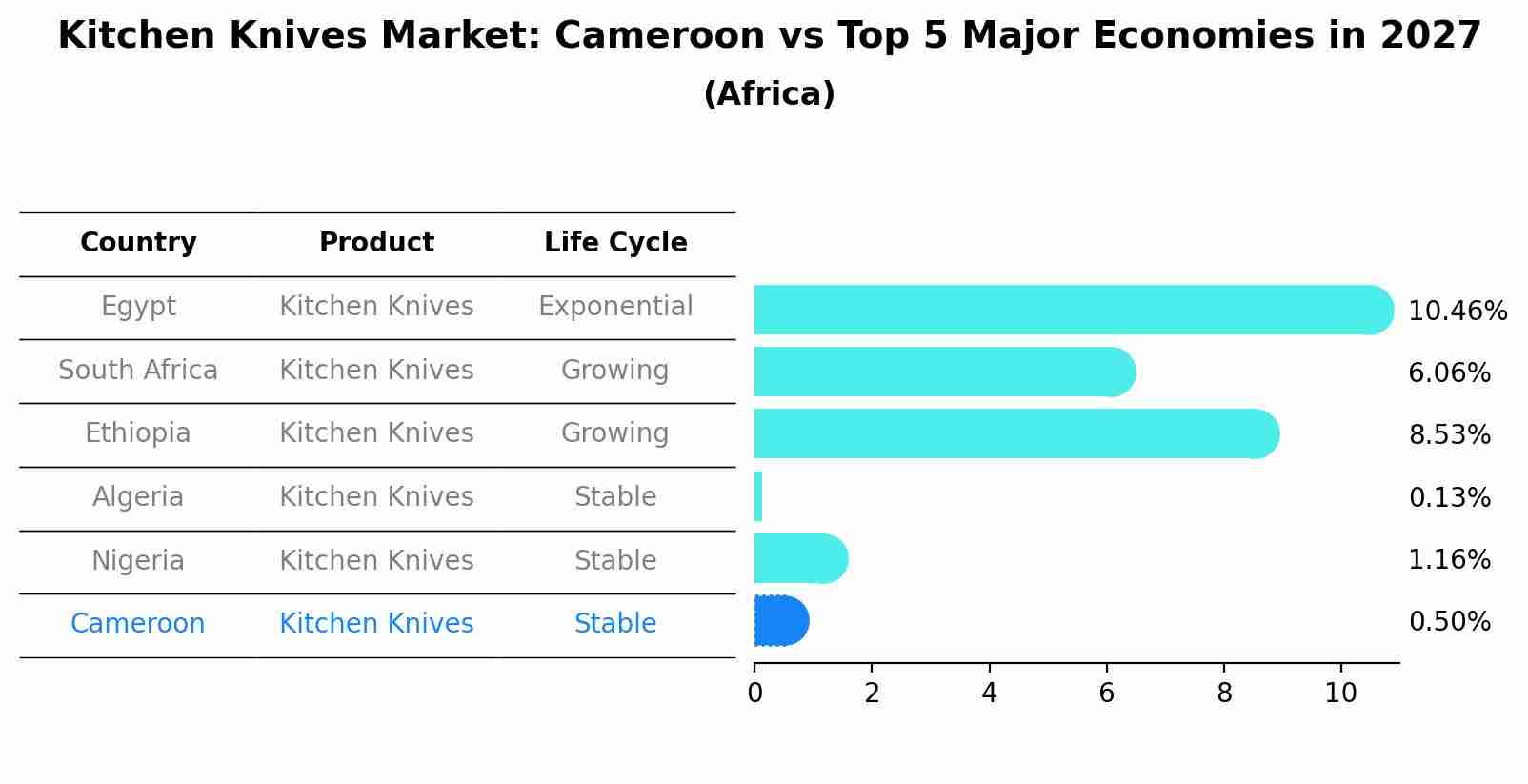 Kitchen Knives Market: Cameroon vs Top 5 Major Economies in 2027 (Africa)