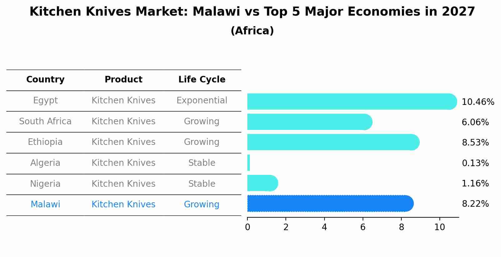 Kitchen Knives Market: Malawi vs Top 5 Major Economies in 2027 (Africa)