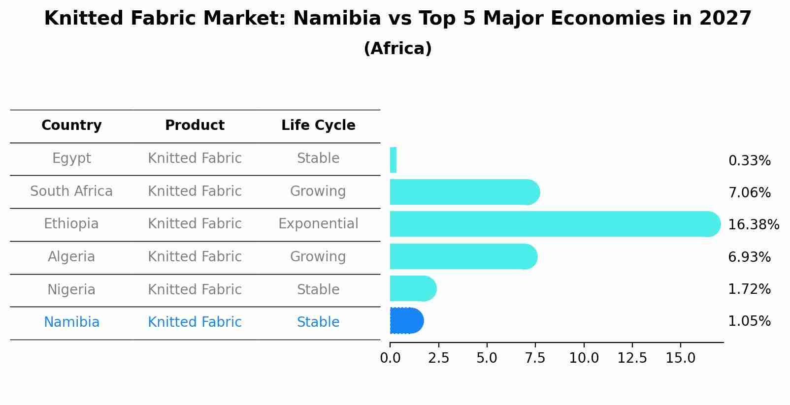 Knitted Fabric Market: Namibia vs Top 5 Major Economies in 2027 (Africa)