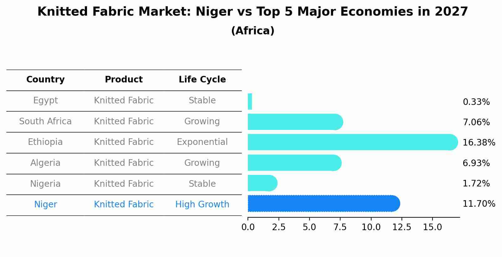Knitted Fabric Market: Niger vs Top 5 Major Economies in 2027 (Africa)