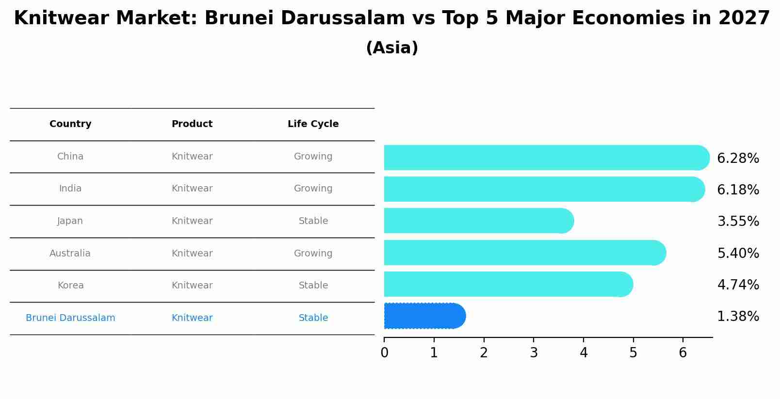 Knitwear Market: Brunei Darussalam vs Top 5 Major Economies in 2027 (Asia)