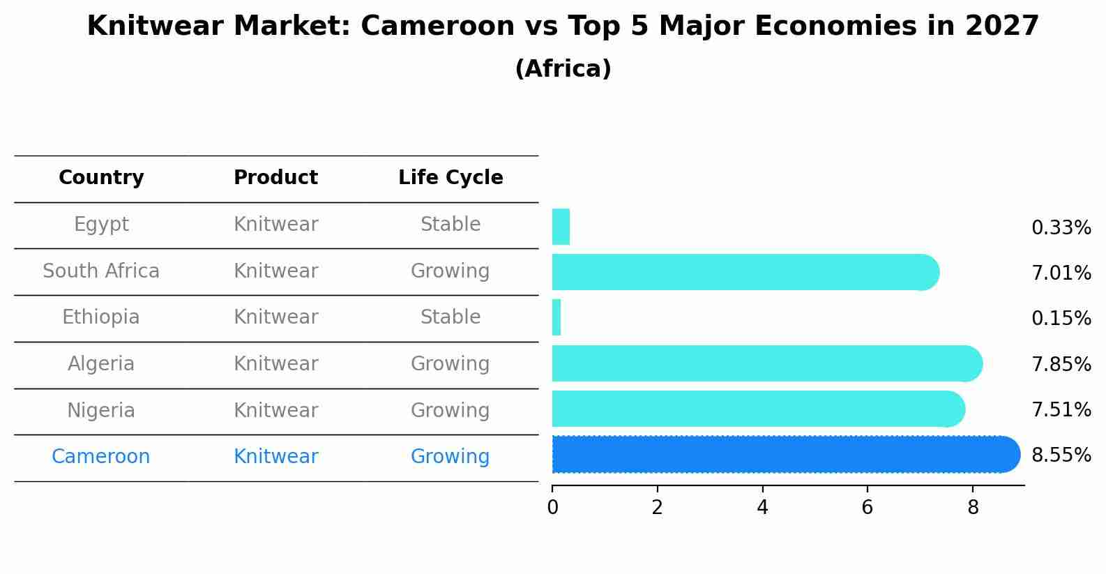 Knitwear Market: Cameroon vs Top 5 Major Economies in 2027 (Africa)