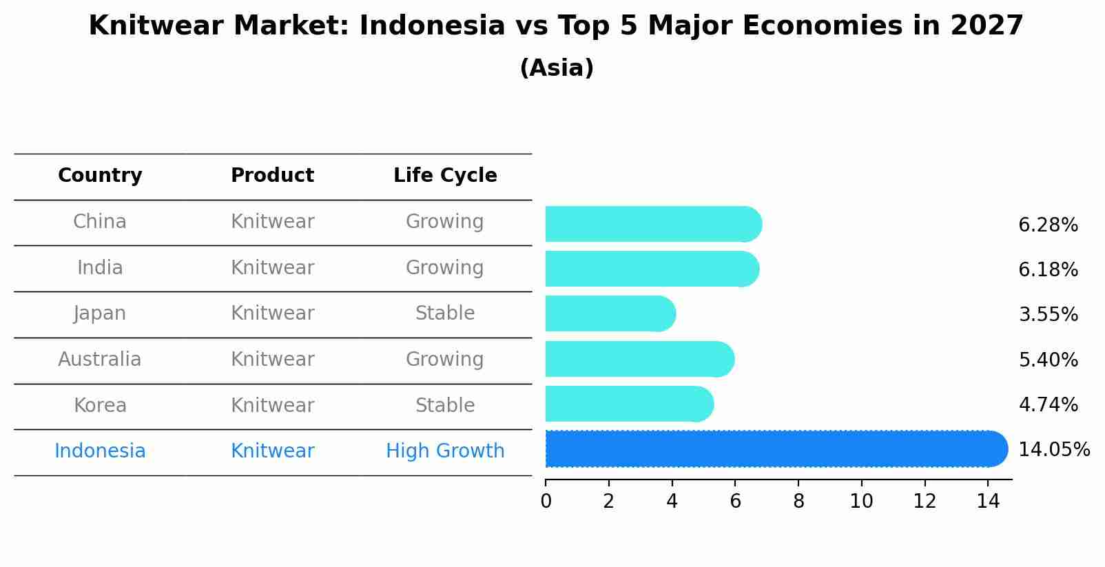 Knitwear Market: Indonesia vs Top 5 Major Economies in 2027 (Asia)