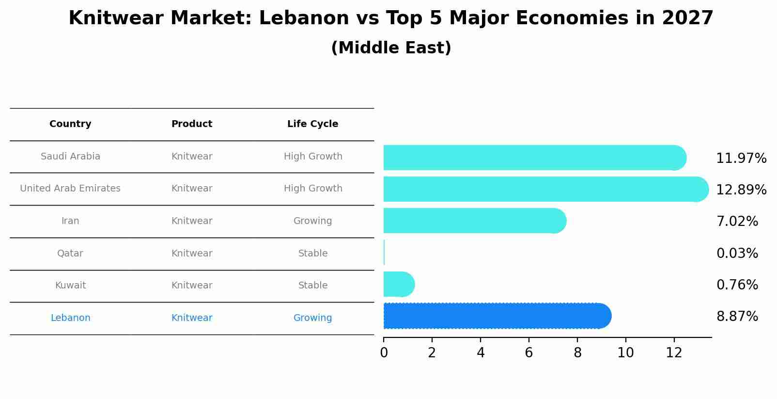 Knitwear Market: Lebanon vs Top 5 Major Economies in 2027 (Middle East)