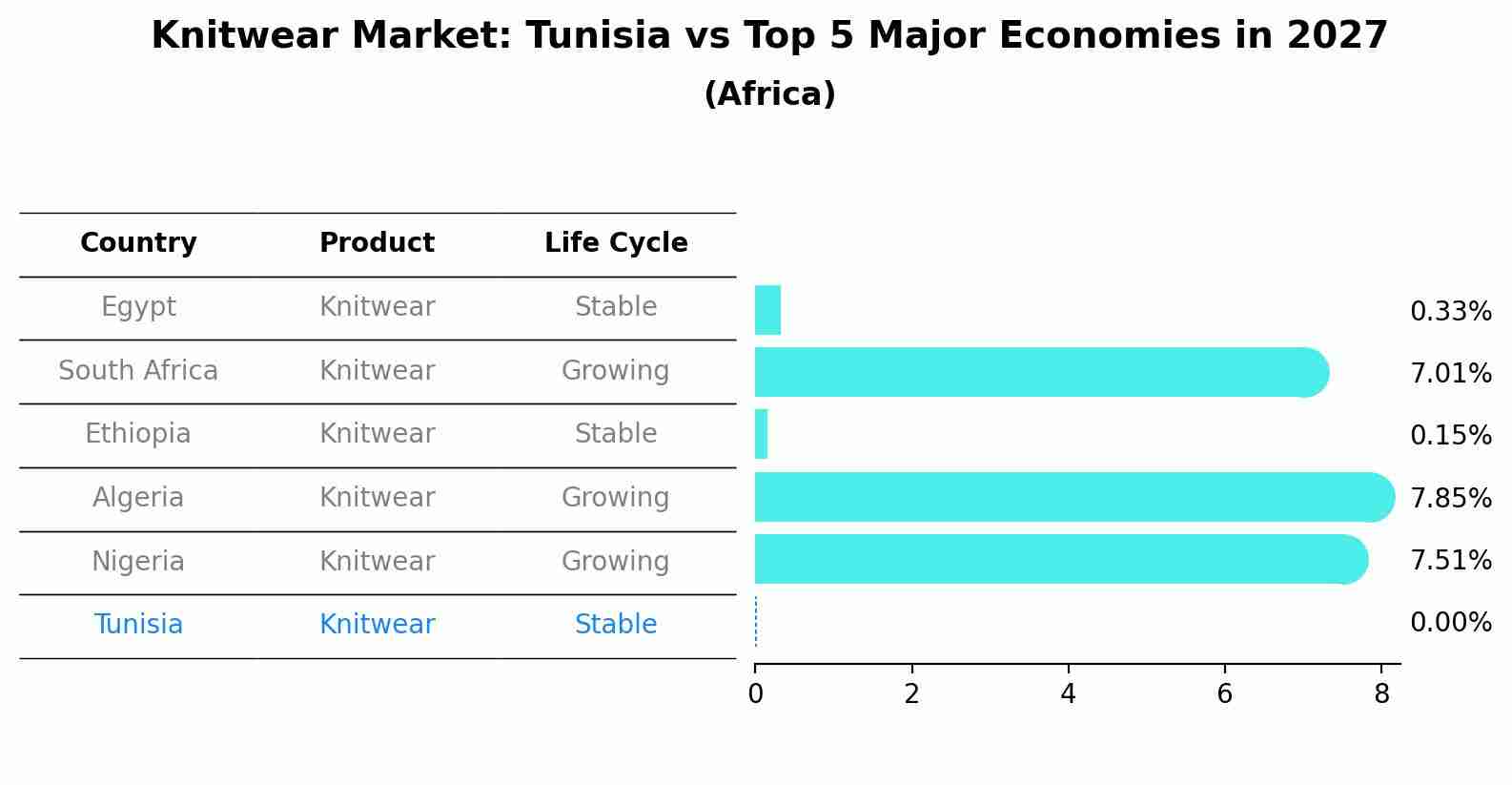 Knitwear Market: Tunisia vs Top 5 Major Economies in 2027 (Africa)