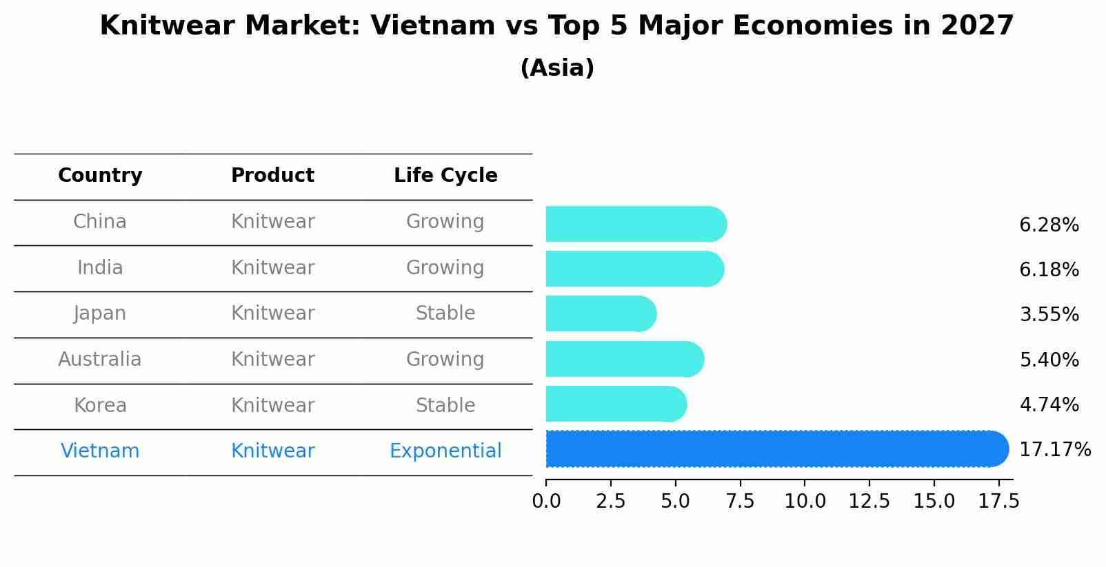 Knitwear Market: Vietnam vs Top 5 Major Economies in 2027 (Asia)
