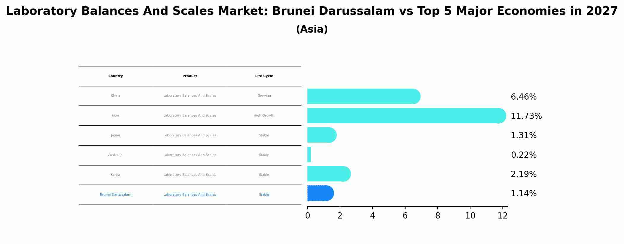 Laboratory Balances And Scales Market: Brunei Darussalam vs Top 5 Major Economies in 2027 (Asia)