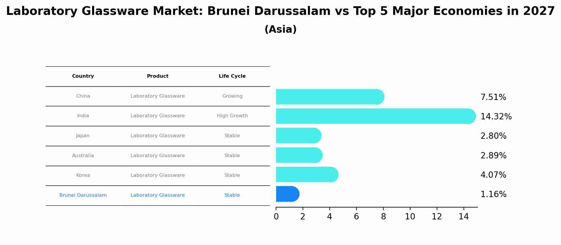 Laboratory Glassware Market: Brunei Darussalam vs Top 5 Major Economies in 2027 (Asia)