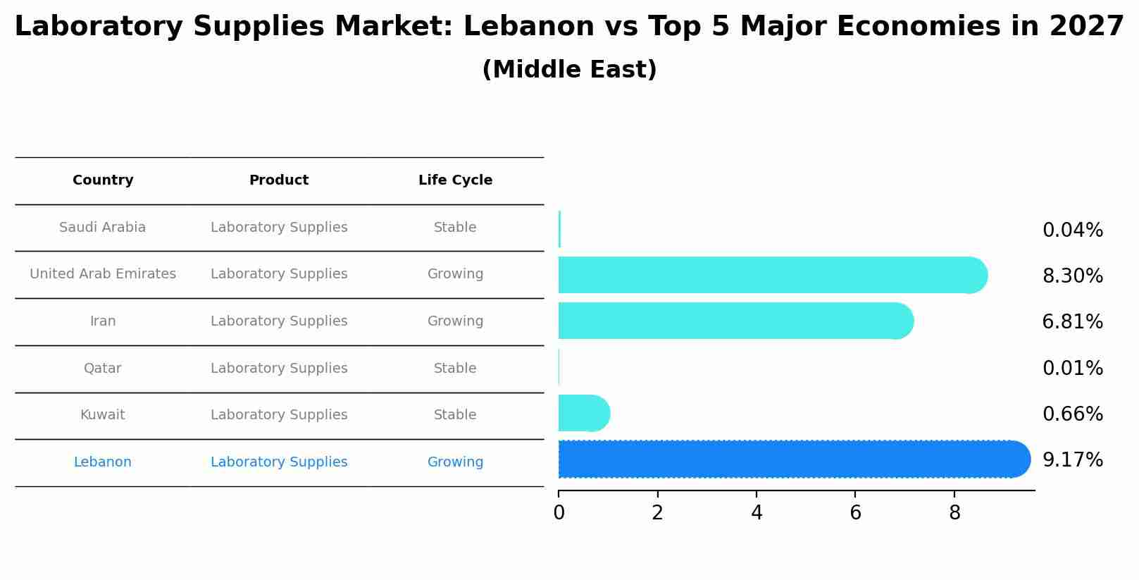 Laboratory Supplies Market: Lebanon vs Top 5 Major Economies in 2027 (Middle East)