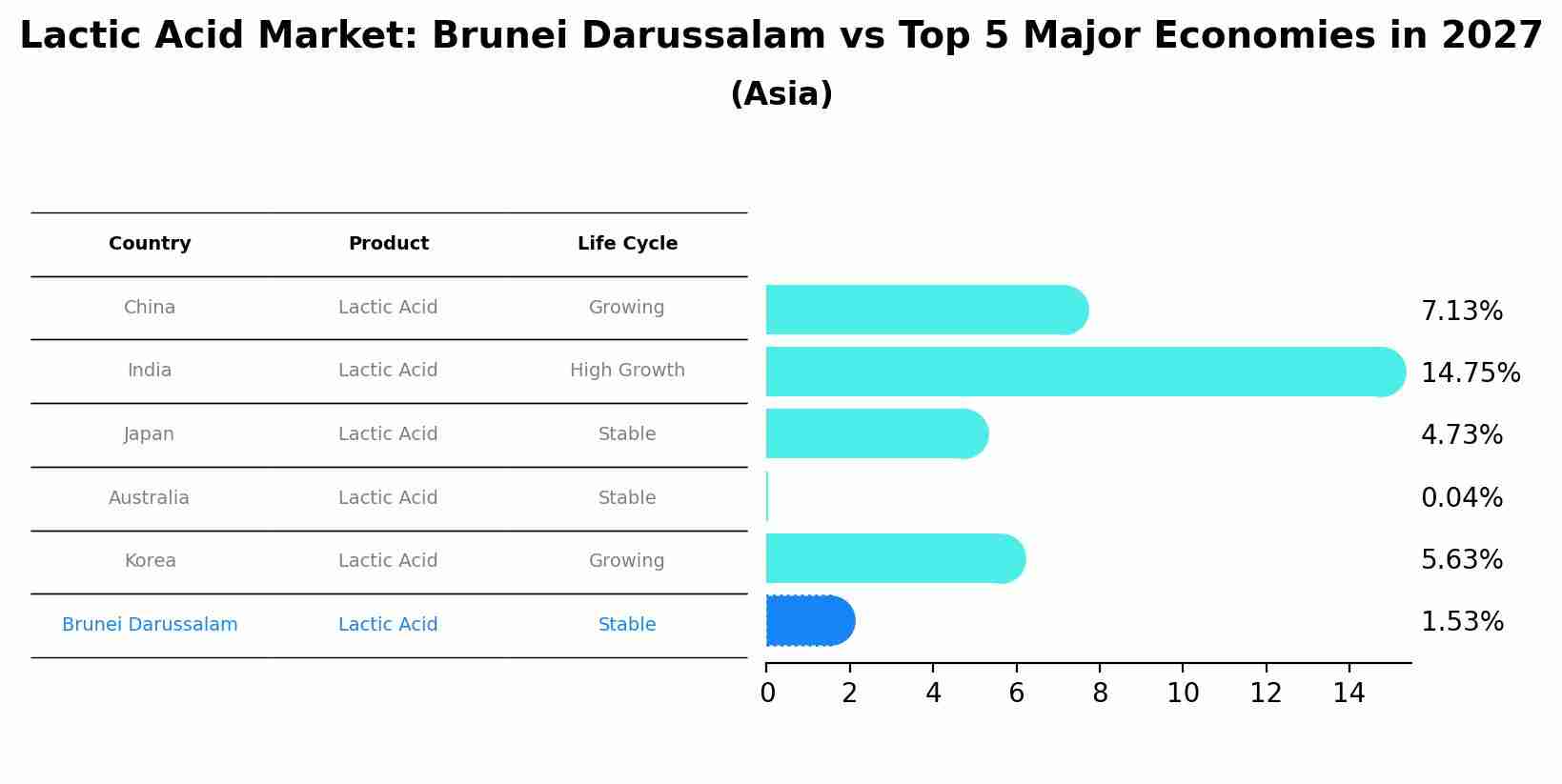 Lactic Acid Market: Brunei Darussalam vs Top 5 Major Economies in 2027 (Asia)