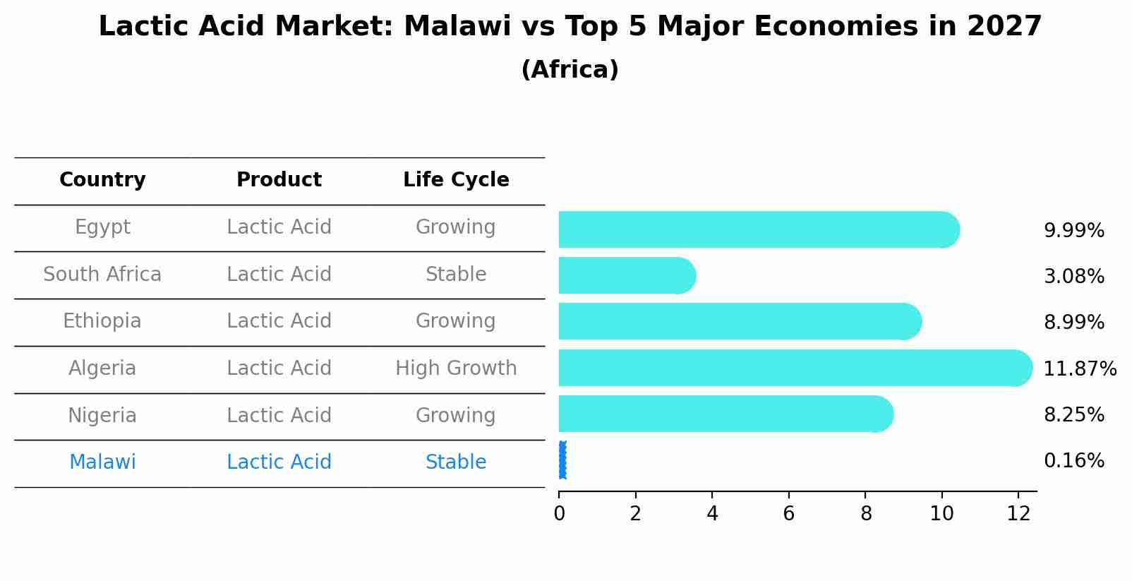 Lactic Acid Market: Malawi vs Top 5 Major Economies in 2027 (Africa)