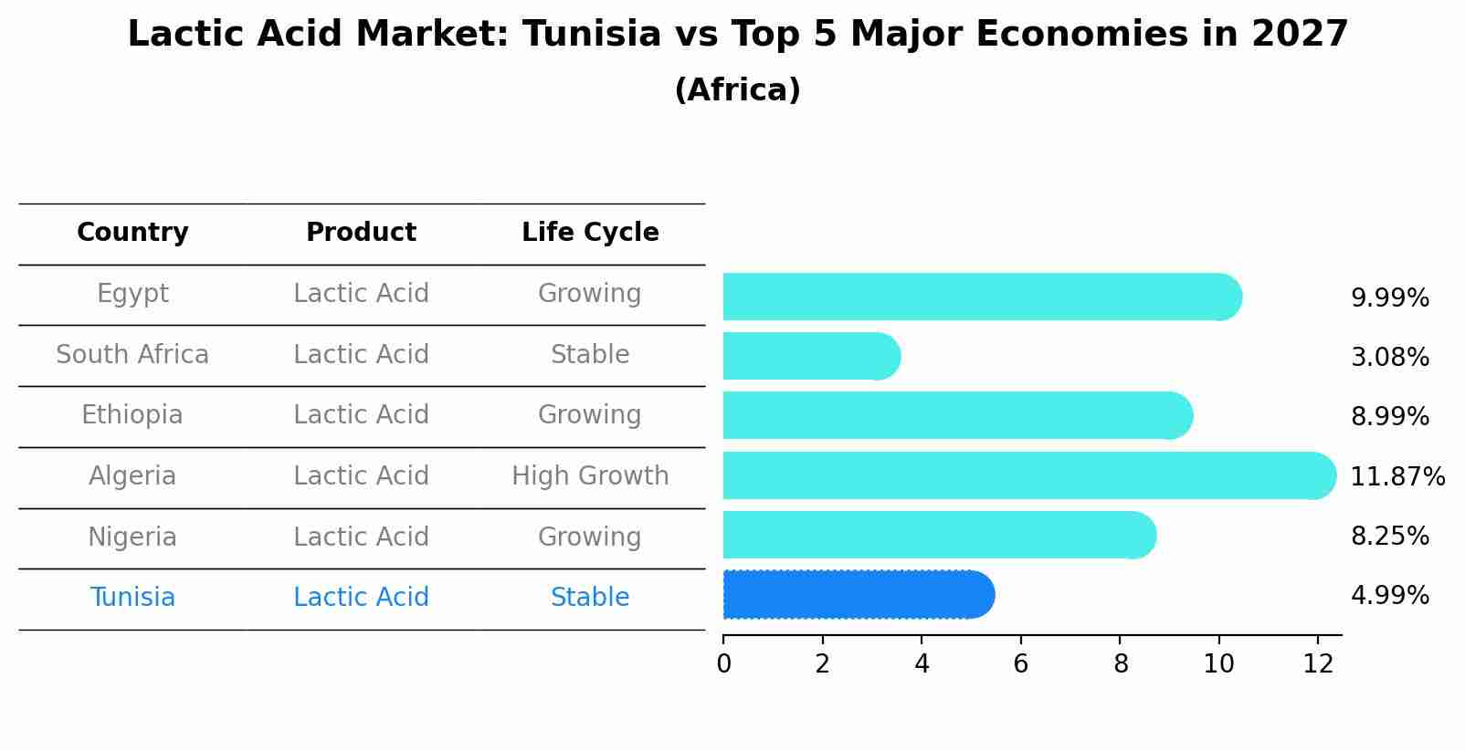 Lactic Acid Market: Tunisia vs Top 5 Major Economies in 2027 (Africa)