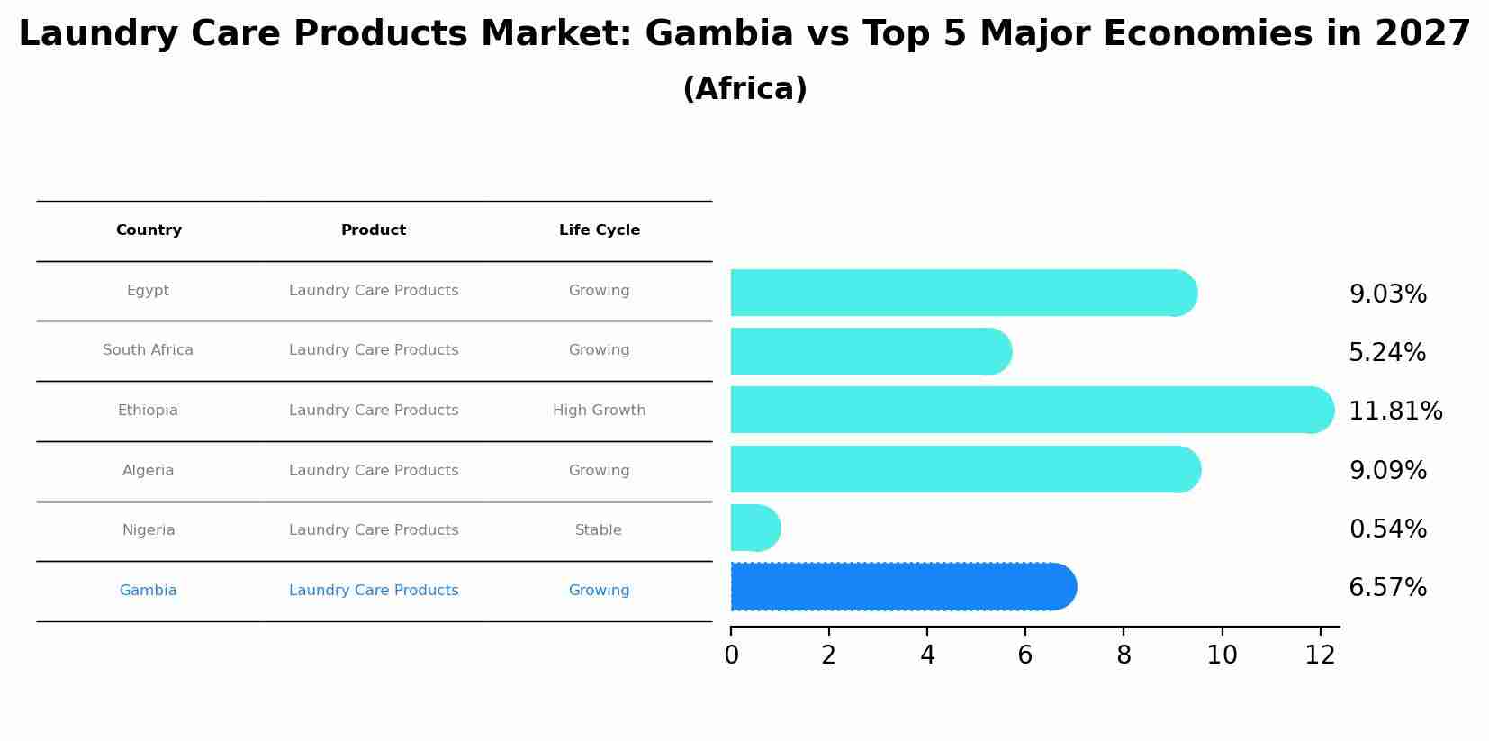 Laundry Care Products Market: Gambia vs Top 5 Major Economies in 2027 (Africa)