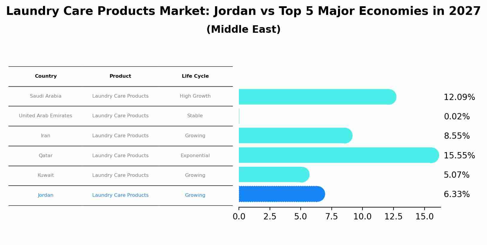 Laundry Care Products Market: Jordan vs Top 5 Major Economies in 2027 (Middle East)
