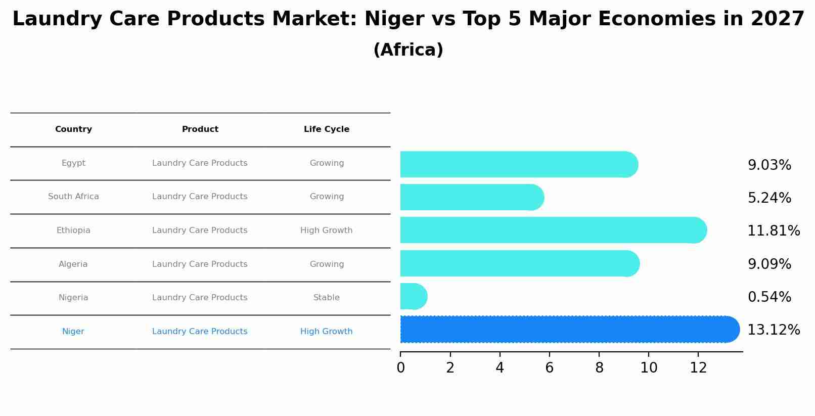 Laundry Care Products Market: Niger vs Top 5 Major Economies in 2027 (Africa)