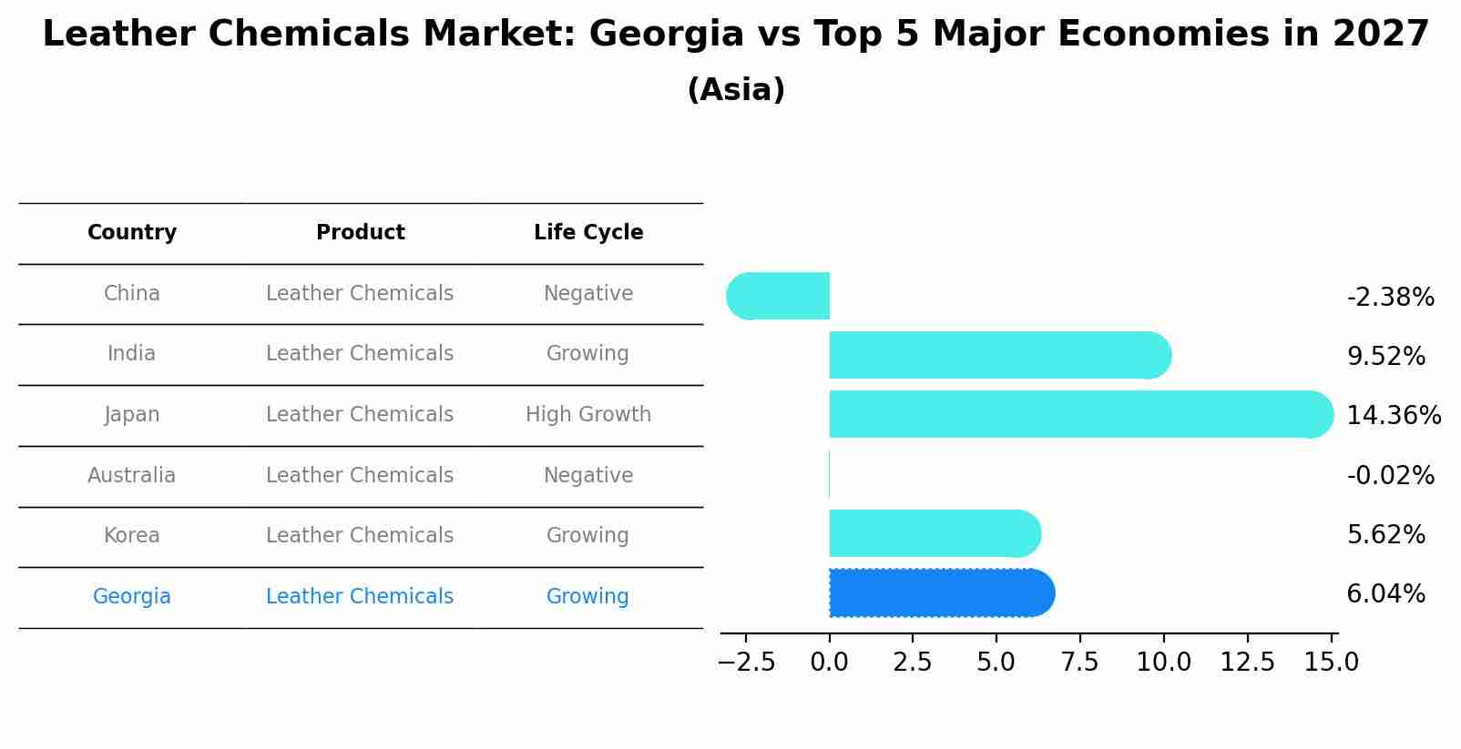 Leather Chemicals Market: Georgia vs Top 5 Major Economies in 2027 (Asia)