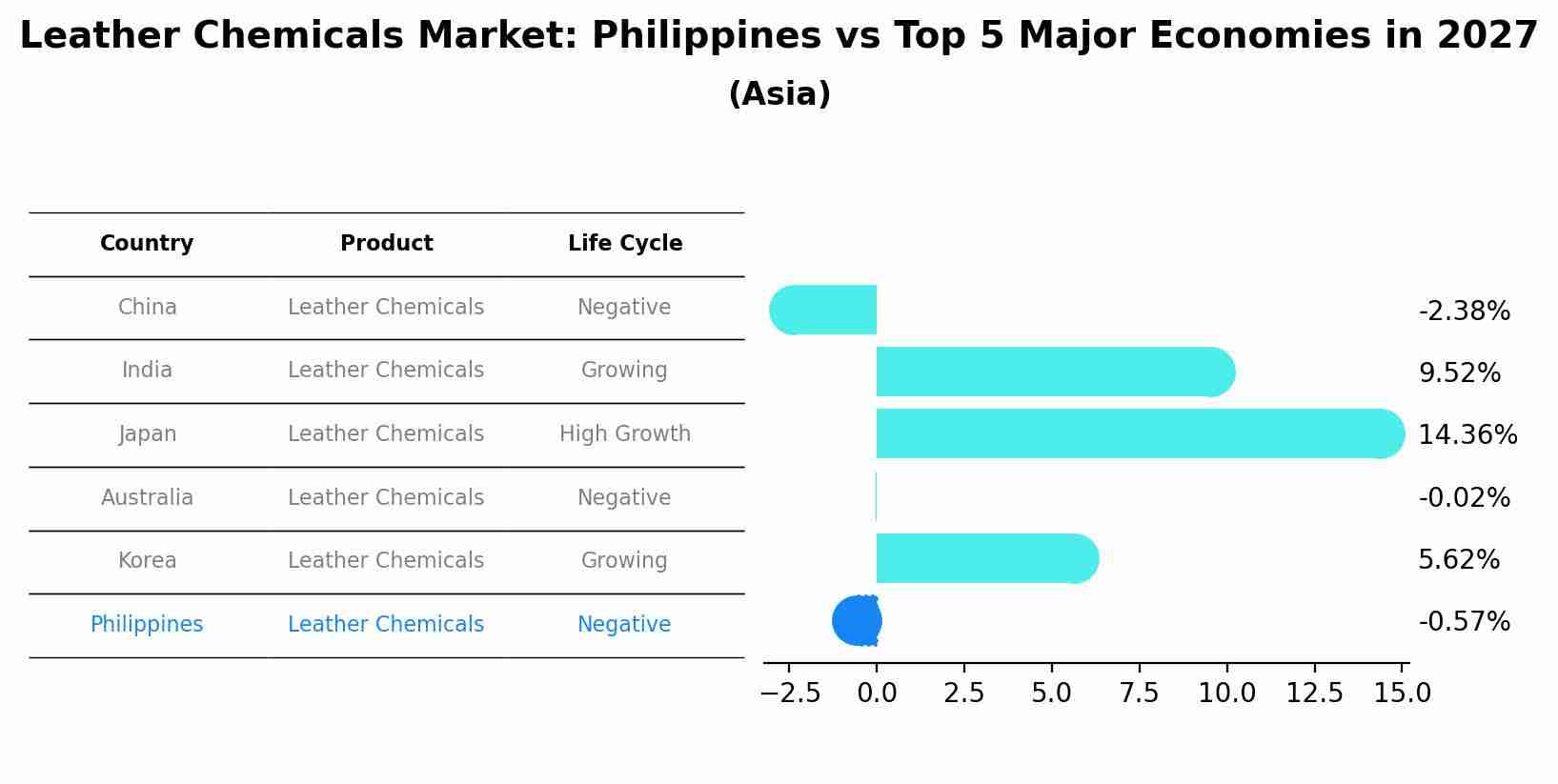 Leather Chemicals Market: Philippines vs Top 5 Major Economies in 2027 (Asia)