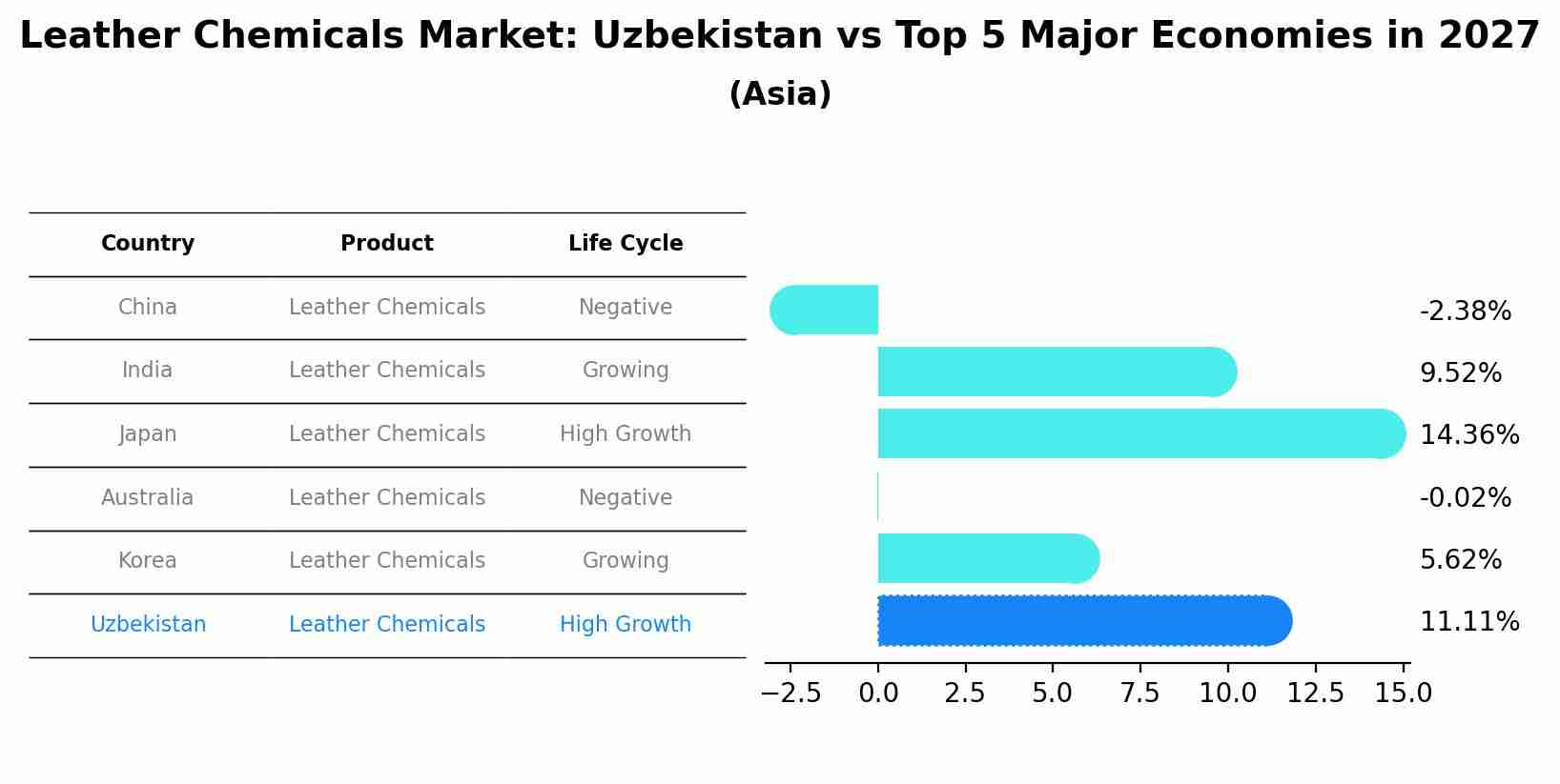 Leather Chemicals Market: Uzbekistan vs Top 5 Major Economies in 2027 (Asia)