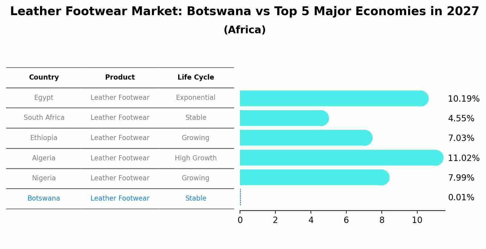 Leather Footwear Market: Botswana vs Top 5 Major Economies in 2027 (Africa)
