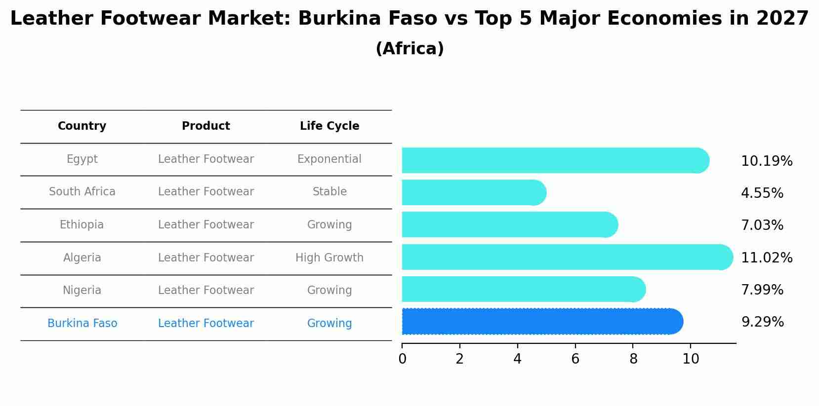 Leather Footwear Market: Burkina Faso vs Top 5 Major Economies in 2027 (Africa)