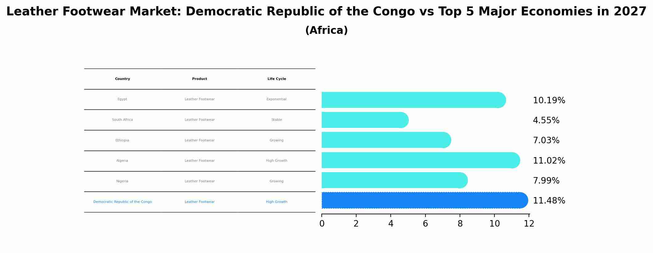 Leather Footwear Market: Democratic Republic of the Congo vs Top 5 Major Economies in 2027 (Africa)