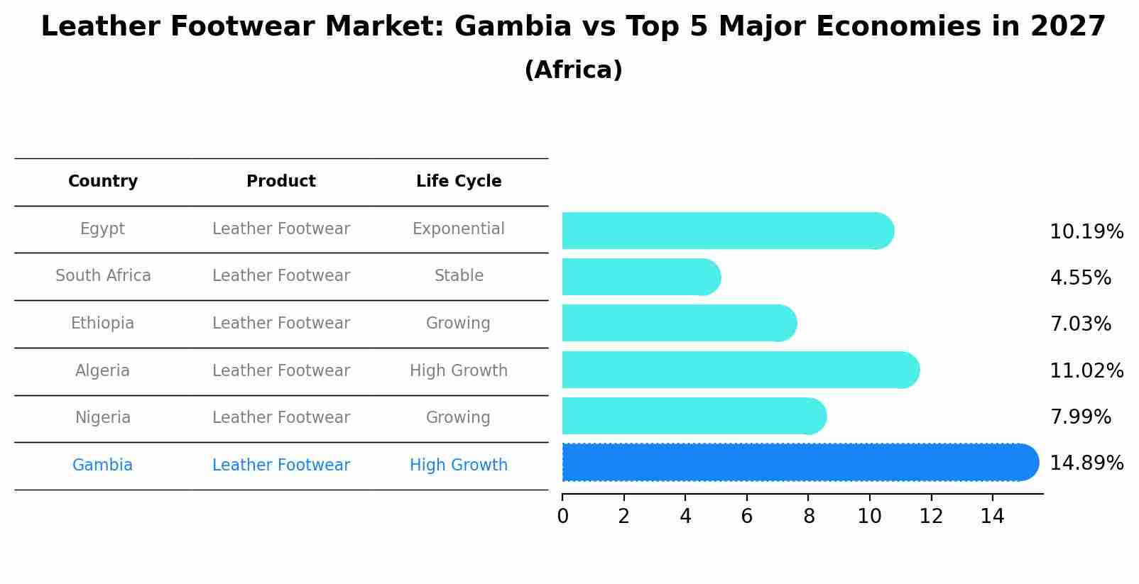 Leather Footwear Market: Gambia vs Top 5 Major Economies in 2027 (Africa)