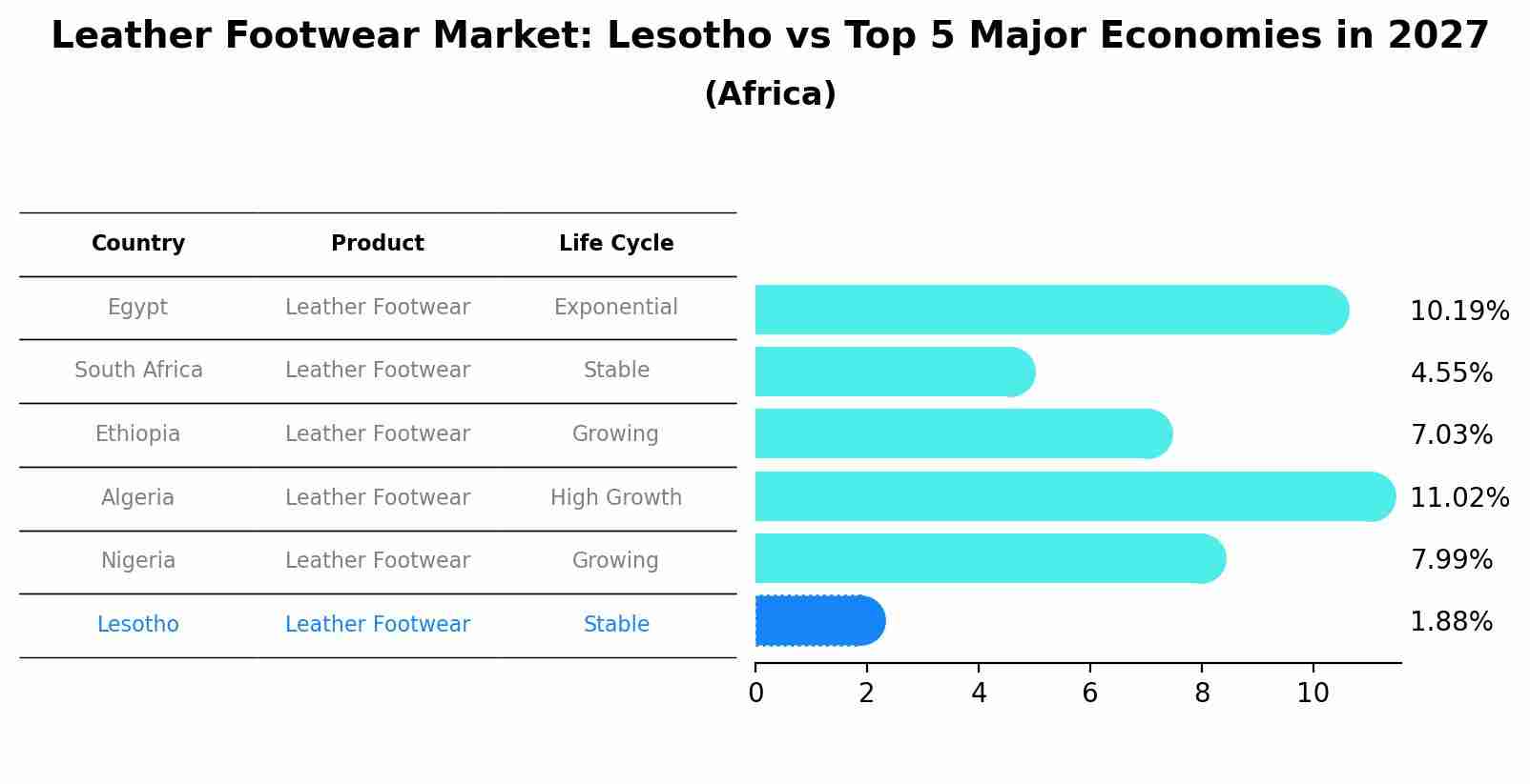 Leather Footwear Market: Lesotho vs Top 5 Major Economies in 2027 (Africa)
