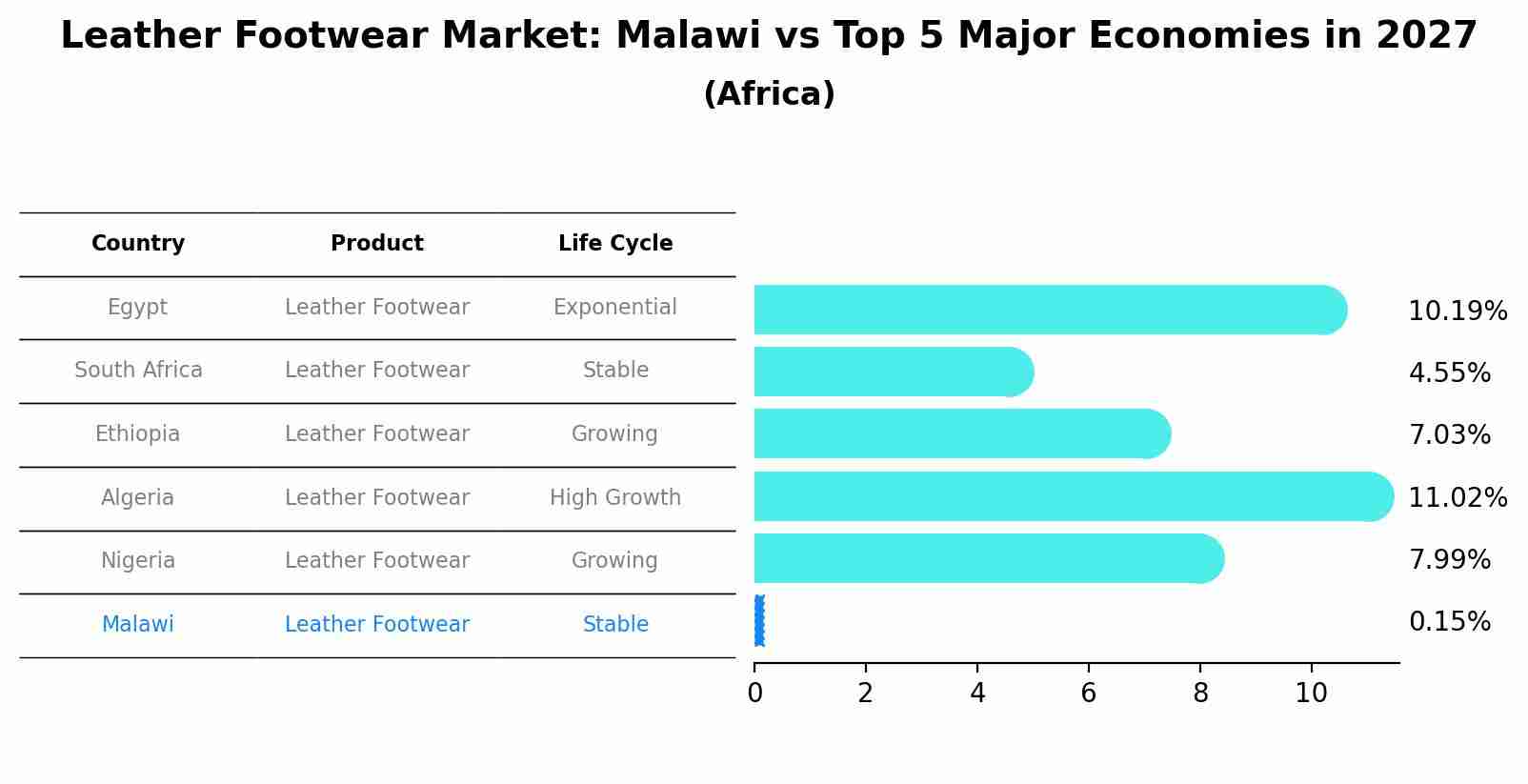 Leather Footwear Market: Malawi vs Top 5 Major Economies in 2027 (Africa)