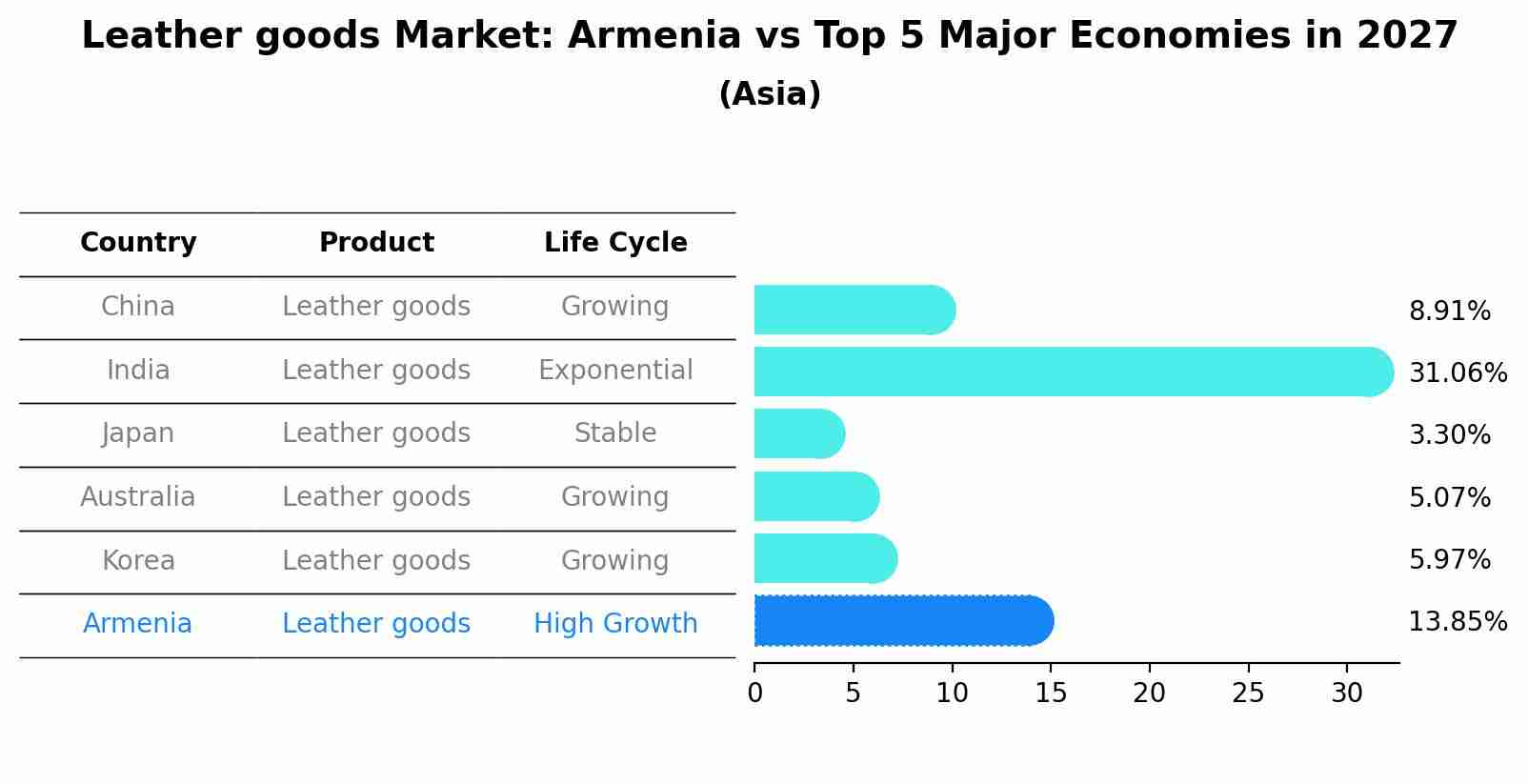 Leather goods Market: Armenia vs Top 5 Major Economies in 2027 (Asia)