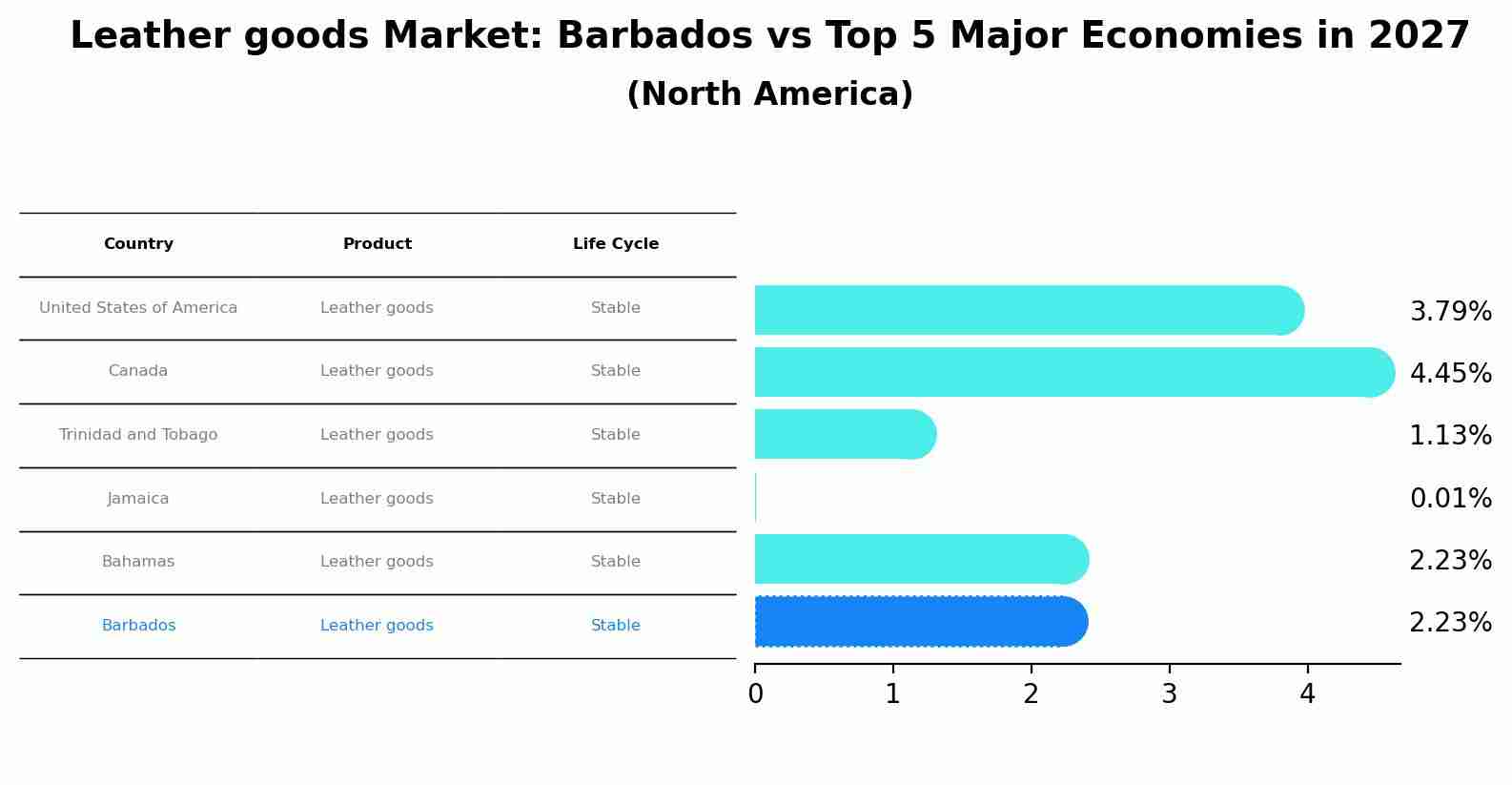 Leather goods Market: Barbados vs Top 5 Major Economies in 2027 (North America)