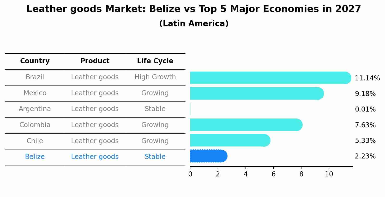 Leather goods Market: Belize vs Top 5 Major Economies in 2027 (Latin America)