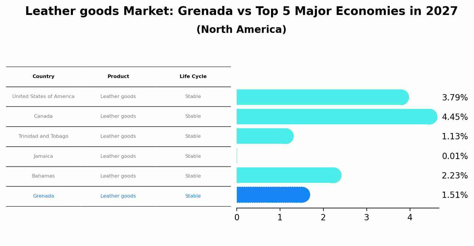 Leather goods Market: Grenada vs Top 5 Major Economies in 2027 (North America)