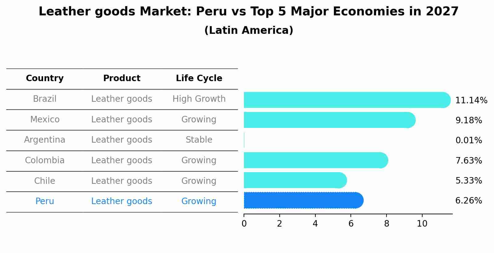 Leather goods Market: Peru vs Top 5 Major Economies in 2027 (Latin America)