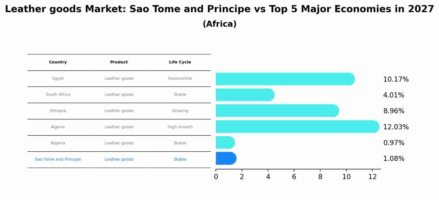 Leather goods Market: Sao Tome and Principe vs Top 5 Major Economies in 2027 (Africa)