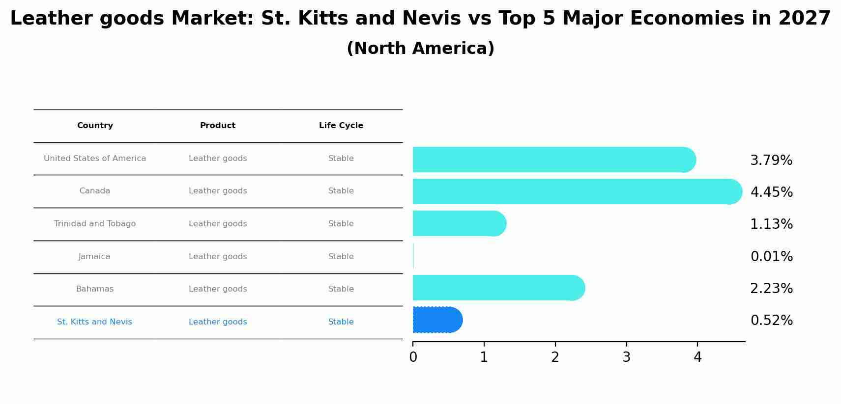Leather goods Market: St. Kitts and Nevis vs Top 5 Major Economies in 2027 (North America)
