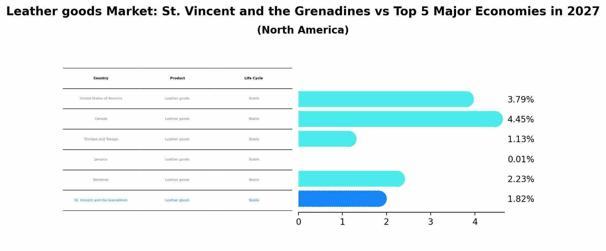 Leather goods Market: St. Vincent and the Grenadines vs Top 5 Major Economies in 2027 (North America)