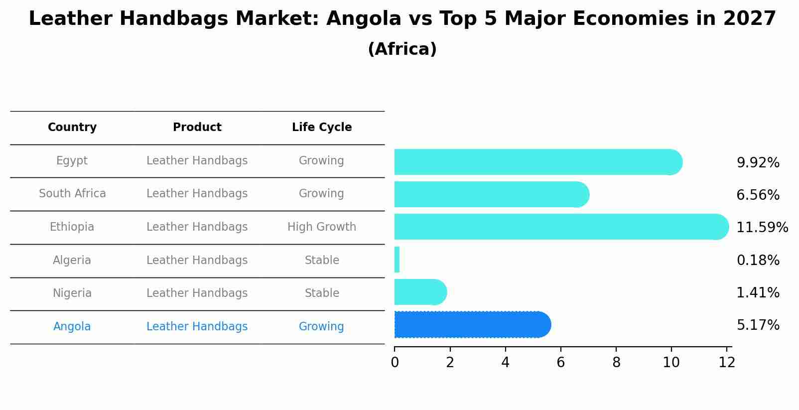 Leather Handbags Market: Angola vs Top 5 Major Economies in 2027 (Africa)