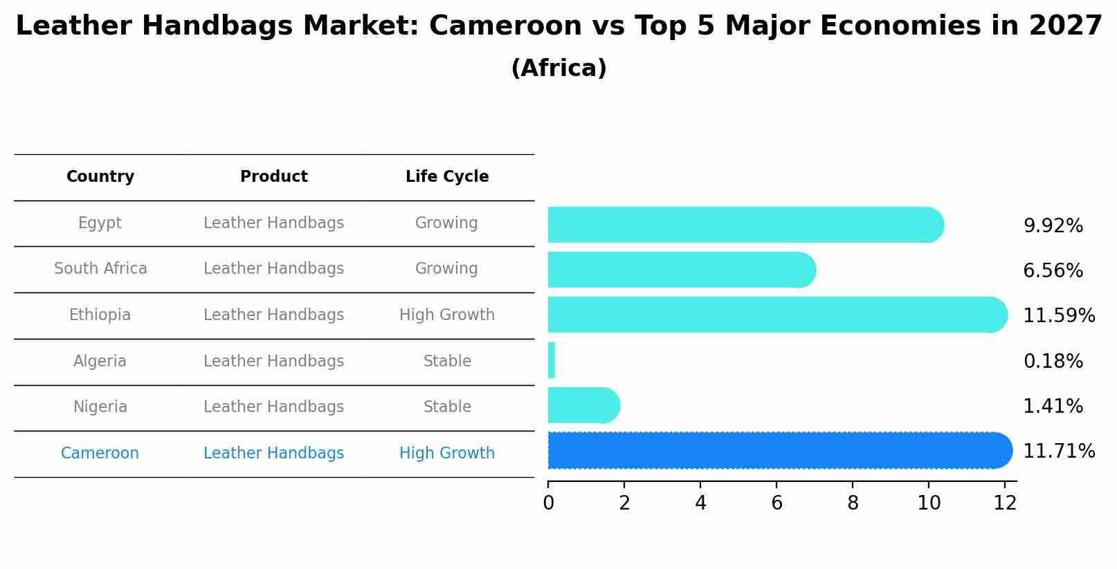Leather Handbags Market: Cameroon vs Top 5 Major Economies in 2027 (Africa)