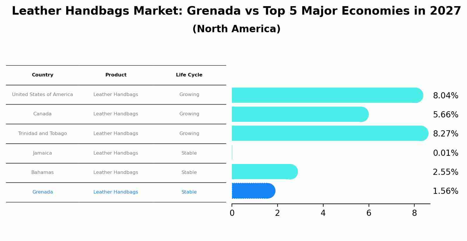 Leather Handbags Market: Grenada vs Top 5 Major Economies in 2027 (North America)